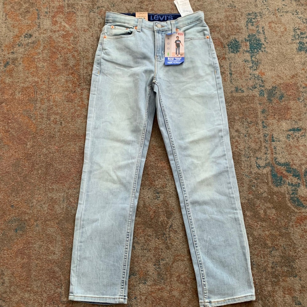 Levis 502 Boys Regular Taper Jeans Light Wash Adjustable Waist Size 12 Reg 26x27